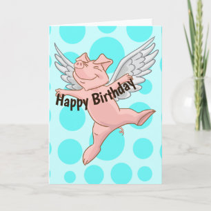 Fute Flying Pig Birthday Card Kaart