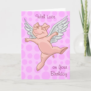 Fute Flying Pig Birthday Card Kaart