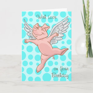 Fute Flying Pig Birthday Card Kaart