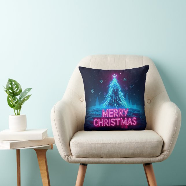 Futistische Kerstmis Glow Ontwerp Kussen (Stoel)