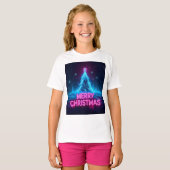 Futistische Kerstmis Glow Ontwerp T-shirt (Voorkant volledig)