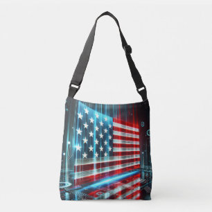 Futistische weergave van de Amerikaanse vlag Crossbody Tas