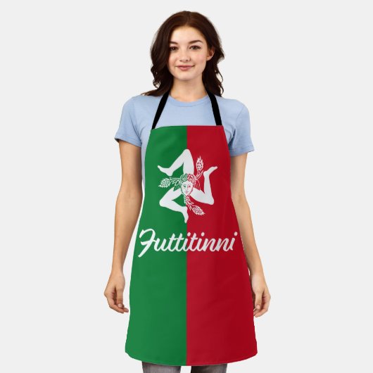 Futtitinni Sicilië Trinacria Apron Schort (Gedragen)
