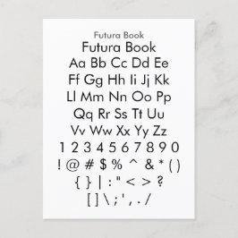 Futura Book - Zazzle Font Sampler Sheet Briefkaart