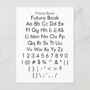 Futura Book - Zazzle Font Sampler Sheet Briefkaart