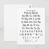 Futura Book - Zazzle Font Sampler Sheet Briefkaart (Voorkant / Achterkant)