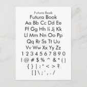 Futura Book - Zazzle Font Sampler Sheet Briefkaart (Voorkant)