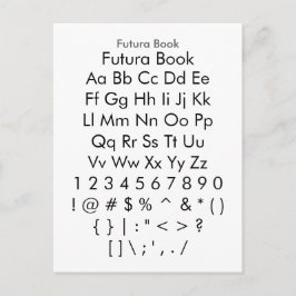 Futura Book - Zazzle Font Sampler Sheet Briefkaart
