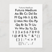 Futura Medium - Zazzle Font Sampler Blad Briefkaart (Voorkant)