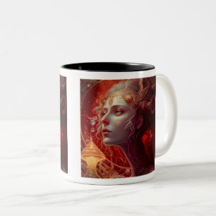 Future Art Nouveau Woman Two-Tone Mok, 11 oz Tweekleurige Koffiemok