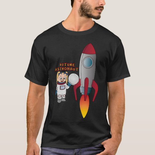 'Future Astronaut' Meisje met Raket (Blonde) T-shirt (Voorkant)