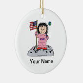 Future Astronaut - Vrouw, Roze Keramisch Ornament (Rechts)