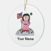 Future Astronaut - Vrouw, Roze Keramisch Ornament (Links)