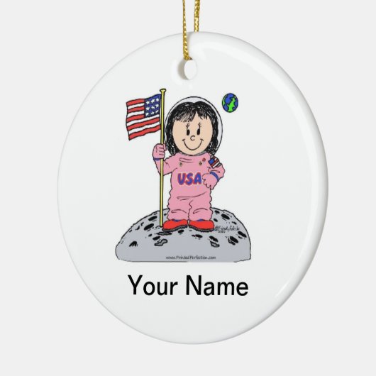 Future Astronaut - Vrouw, Roze Keramisch Ornament (Links)