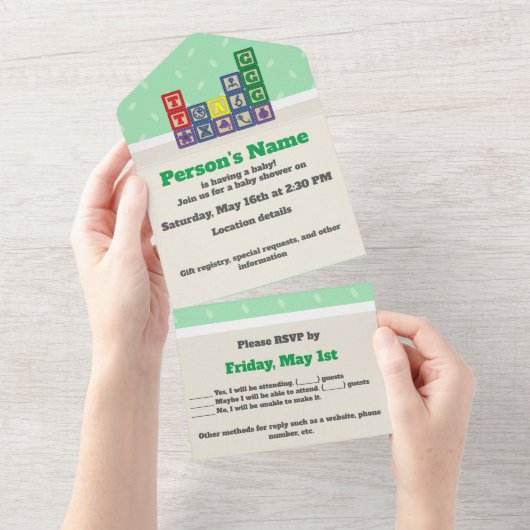 Future Biologist's Blocks All-in-One uitnodiging (Afscheurbaar)