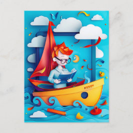 Future Boat Builder Dream voor kinderen Feestdagenkaart