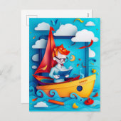 Future Boat Builder Dream voor kinderen Feestdagenkaart (Voorkant / Achterkant)