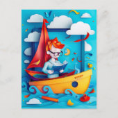 Future Boat Builder Dream voor kinderen Feestdagenkaart (Voorkant)