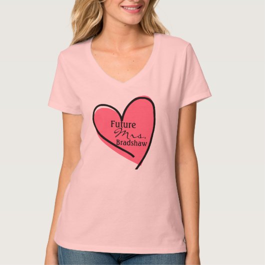 Future Bride Custom Pink Heart T-shirt (Voorkant)