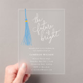 Future Bright Light Blue Tassel Afstudeerfeest Acryl Uitnodigingen (Insitu (Draagbaar))