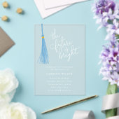 Future Bright Light Blue Tassel Afstudeerfeest Acryl Uitnodigingen (Insitu (Huwelijk))