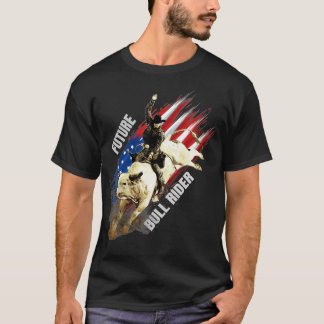 Future Bull Rider Gift Patriottic American Flag vo T-shirt