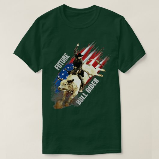 Future Bull Rider Gift Patriottic American Flag vo T-shirt (Design voorkant)