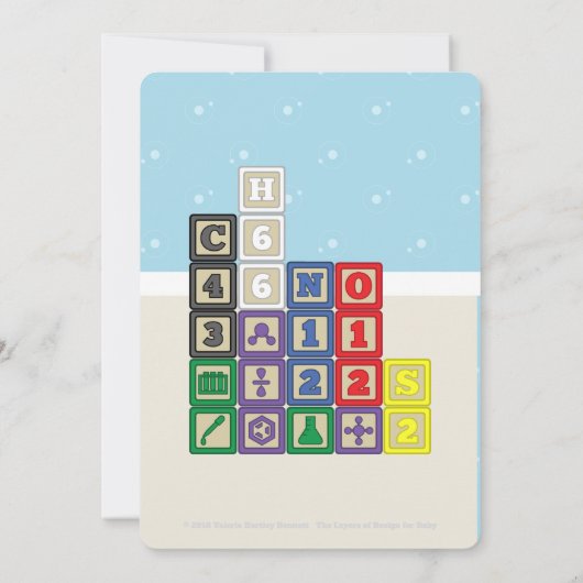 Future Chemist's Blocks Baby shower Invitation Kaart (Achterkant)