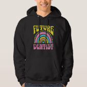 Future Dentist Bright Retro Rainbow Dentists Train Hoodie (Voorkant)