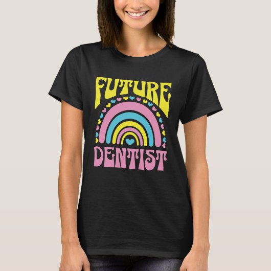 Future Dentist Bright Retro Rainbow Dentists Train T-shirt (Voorkant)