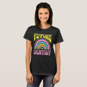 Future Dentist Bright Retro Rainbow Dentists Train T-shirt (Voorkant volledig)