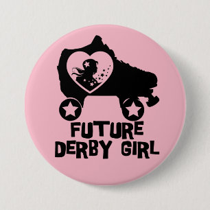 Future Derby Girl, Roller Skating design for Kids Ronde Button 7,6 Cm