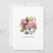 Future Doctor Floral Stethoscoop Foto Afstuderen Kaart (Achterkant)