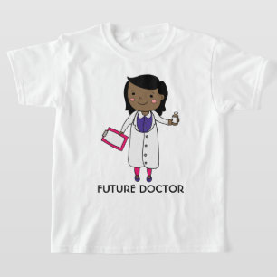 Future Doctor Girl Brown Skin Black Hair T-shirt
