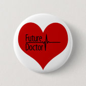 Future Doctor - Red EKG Heart Ronde Button 5,7 Cm (Voorkant)