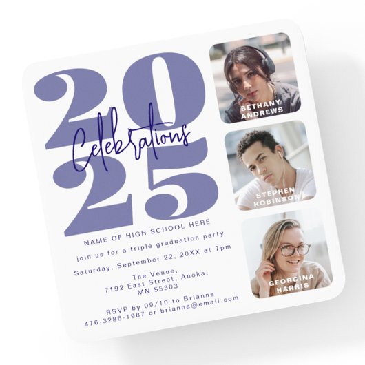 Future Dusk Photo Triple Afstuderen Invitation Kaart