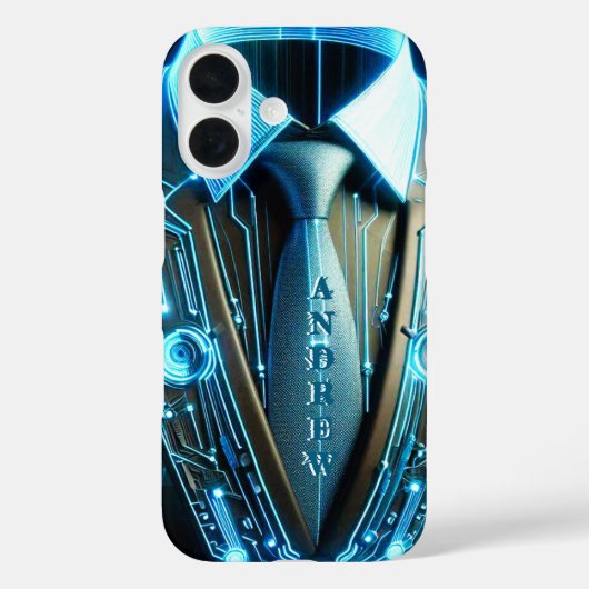 Future Elegance – 4D Necktie iPhone 16 Hoesje (Achterkant)