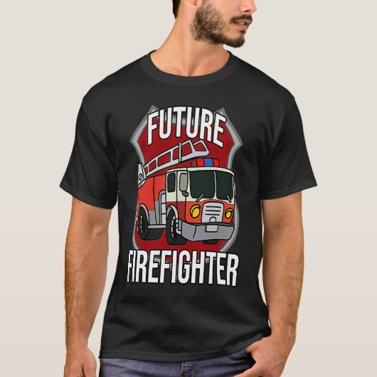 Future Firefighter Fireman Fire Truck Car Kids Boy T-shirt (Voorkant)