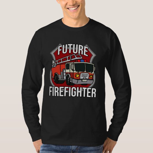 Future Firefighter Fireman Fire Truck Car Kids Boy T-shirt (Voorkant)