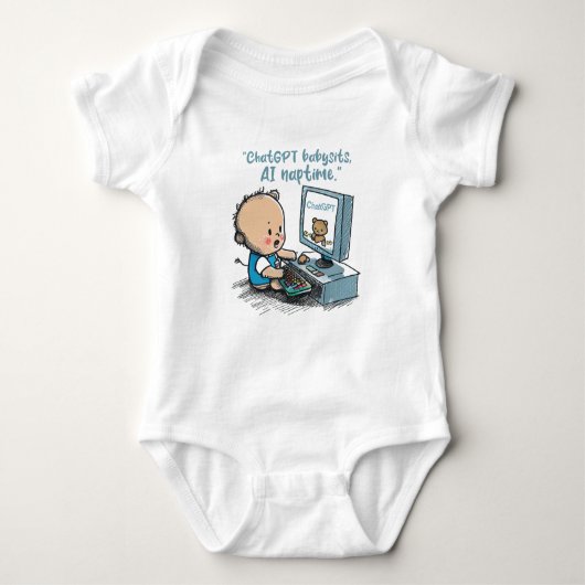 "Future Genius: AI Powered" Funny Baby geeft Baby Romper (Voorkant)