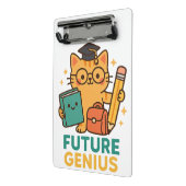 Future Genius - Schattigee kat met schoolbenodigdh Mini Klembord (Angled2)