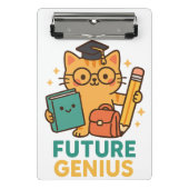 Future Genius - Schattigee kat met schoolbenodigdh Mini Klembord (Voorkant)