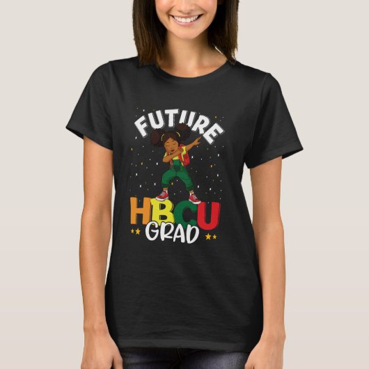 Future HBCU Afstudeerder Afstuderen Girl Afro Blac T-shirt (Voorkant)