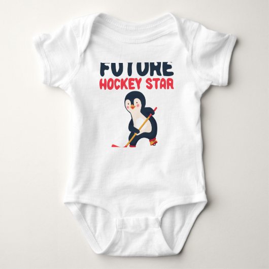 Future Ice Hockey Star Baby Boy Girl Penguin Romper (Voorkant)