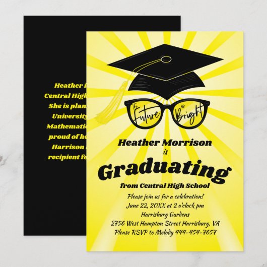 Future is Bright Graduation Party Invitation Kaart (Voorkant / Achterkant)