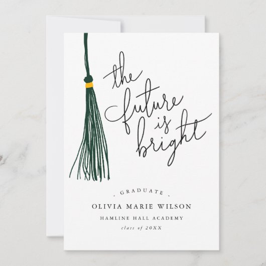 Future is Bright Quote Green Tassel Afstuderen Kaart (Voorkant)