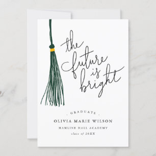 Future is Bright Quote Green Tassel Afstuderen Kaart
