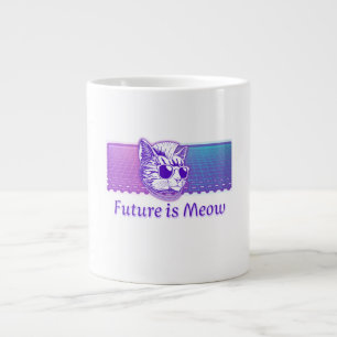 Future Is Meow beroemd gemaakt door Cyberpunk Neon Grote Koffiekop
