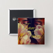 Future is Non-binary Floral Sticker Vierkante Button 5,1 Cm (Voorkant /achterkant)