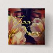Future is Non-binary Floral Sticker Vierkante Button 5,1 Cm (Voorkant)